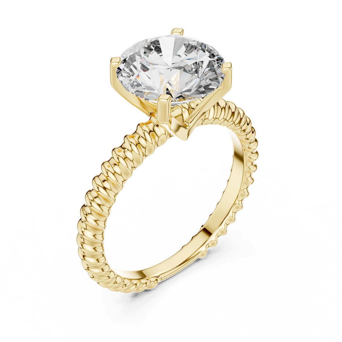 Ring met ronde diamant van 2 ct en koordmotief in geelgoud — aanzicht 11