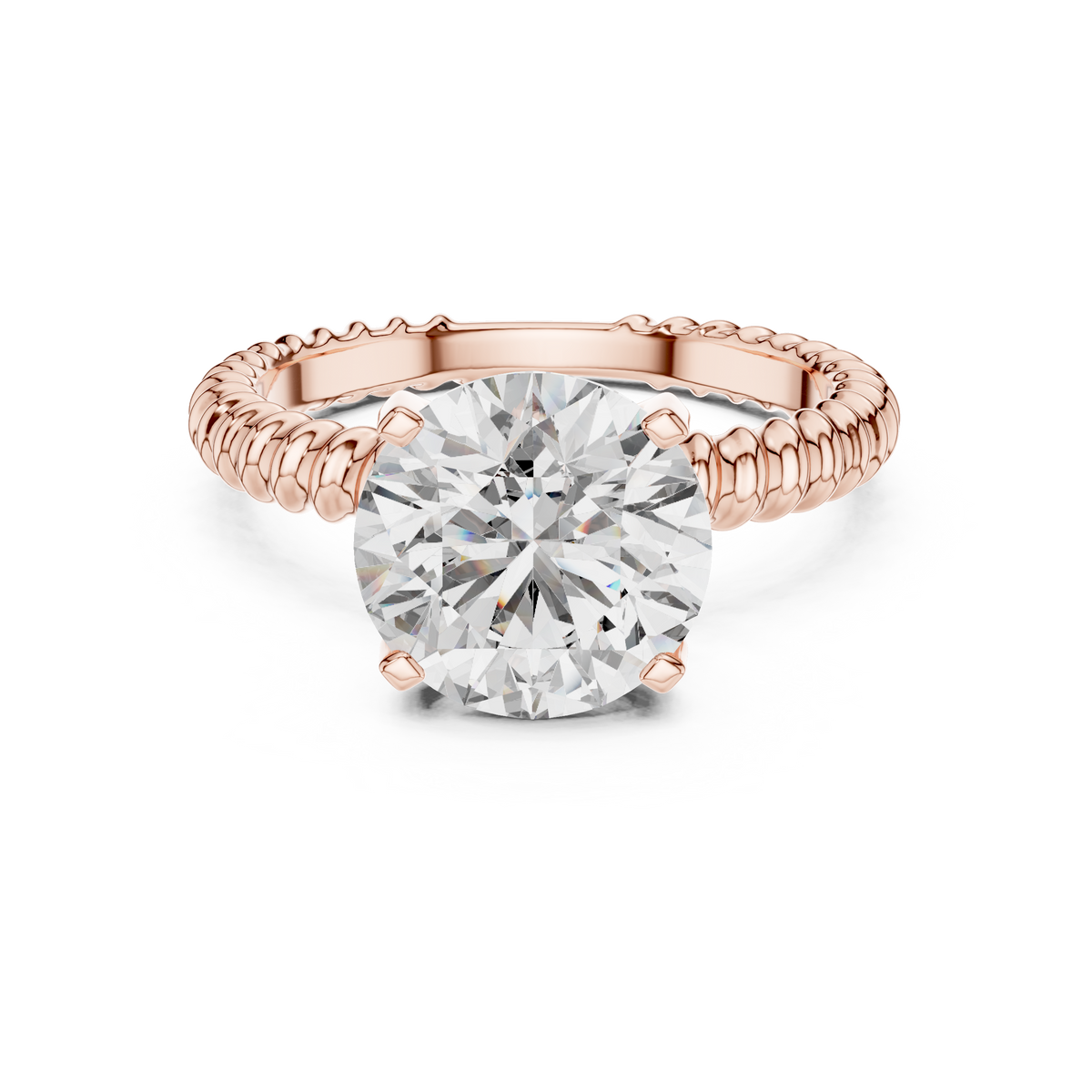 Ring met ronde diamant van 2 ct en koordmotief in roségoud — aanzicht 5