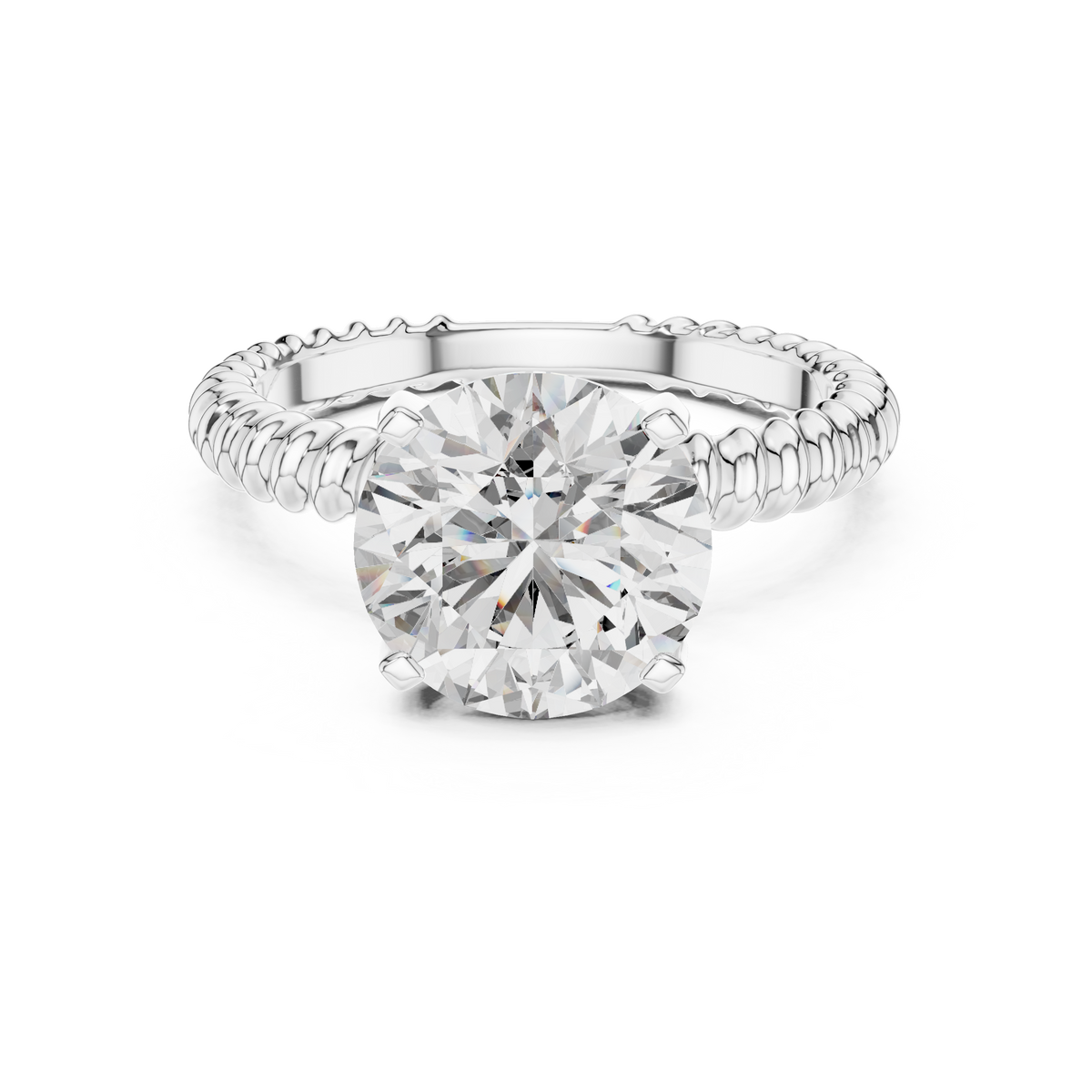Ring met ronde diamant van 2 ct en koordmotief in witgoud — aanzicht 7
