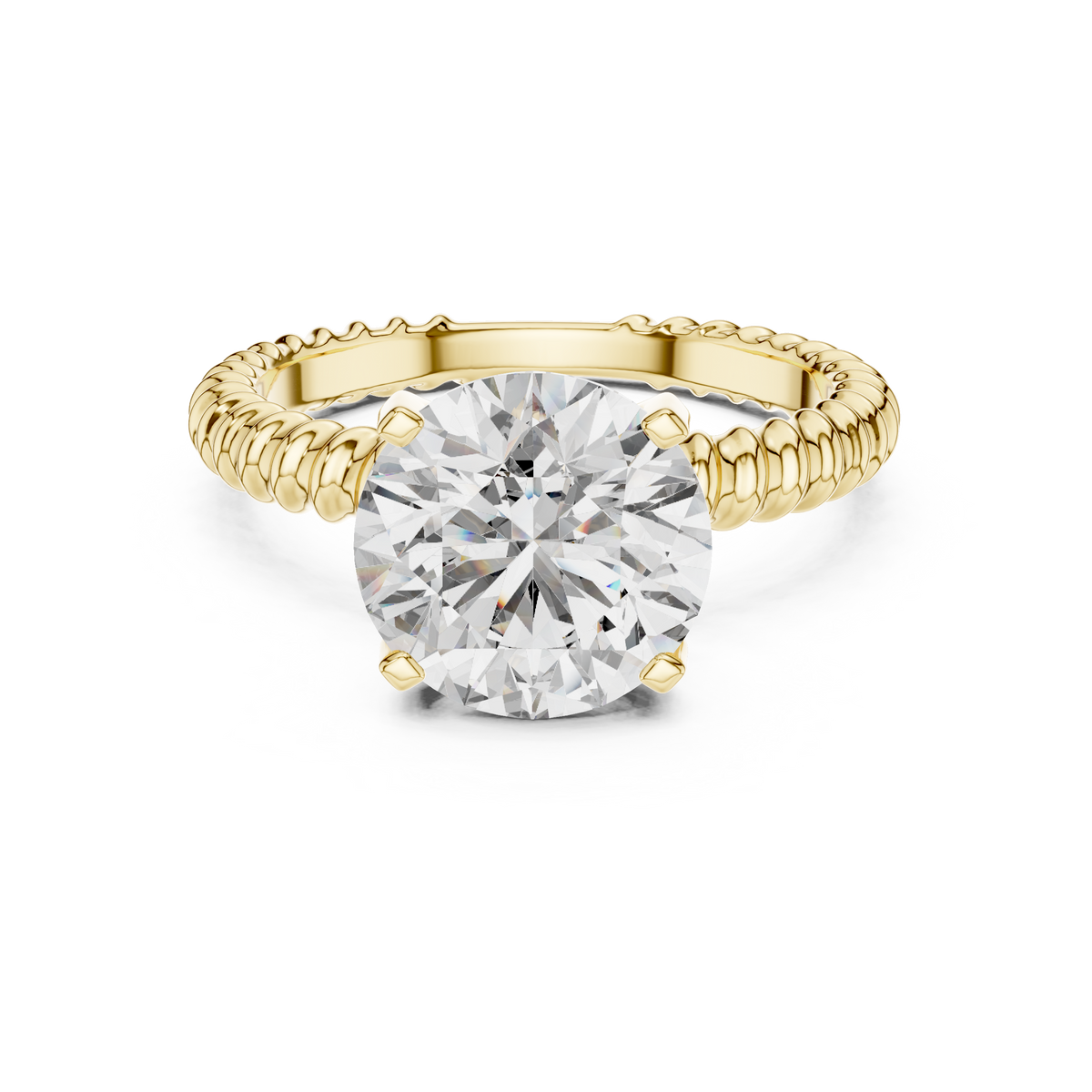 Ring met ronde diamant van 2 ct en koordmotief in geelgoud — aanzicht 9