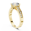 1ct Round Diamond Side-Stone Solitaire Ring in yellow gold, view 1