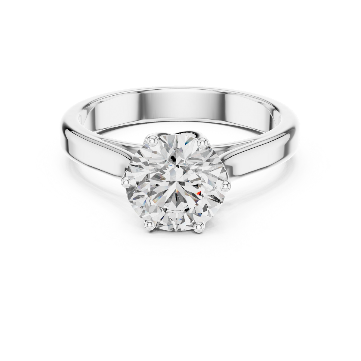 Solitairering met ronde diamant van 1 ct en gedraaide schouders in witgoud — aanzicht 7