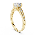 1ct Round Diamond Side-Stone Engagement Ring in yellow gold, view 1