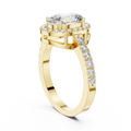 1ct Round Diamond Tiered Beaded Shank Ring in yellow gold, view 1