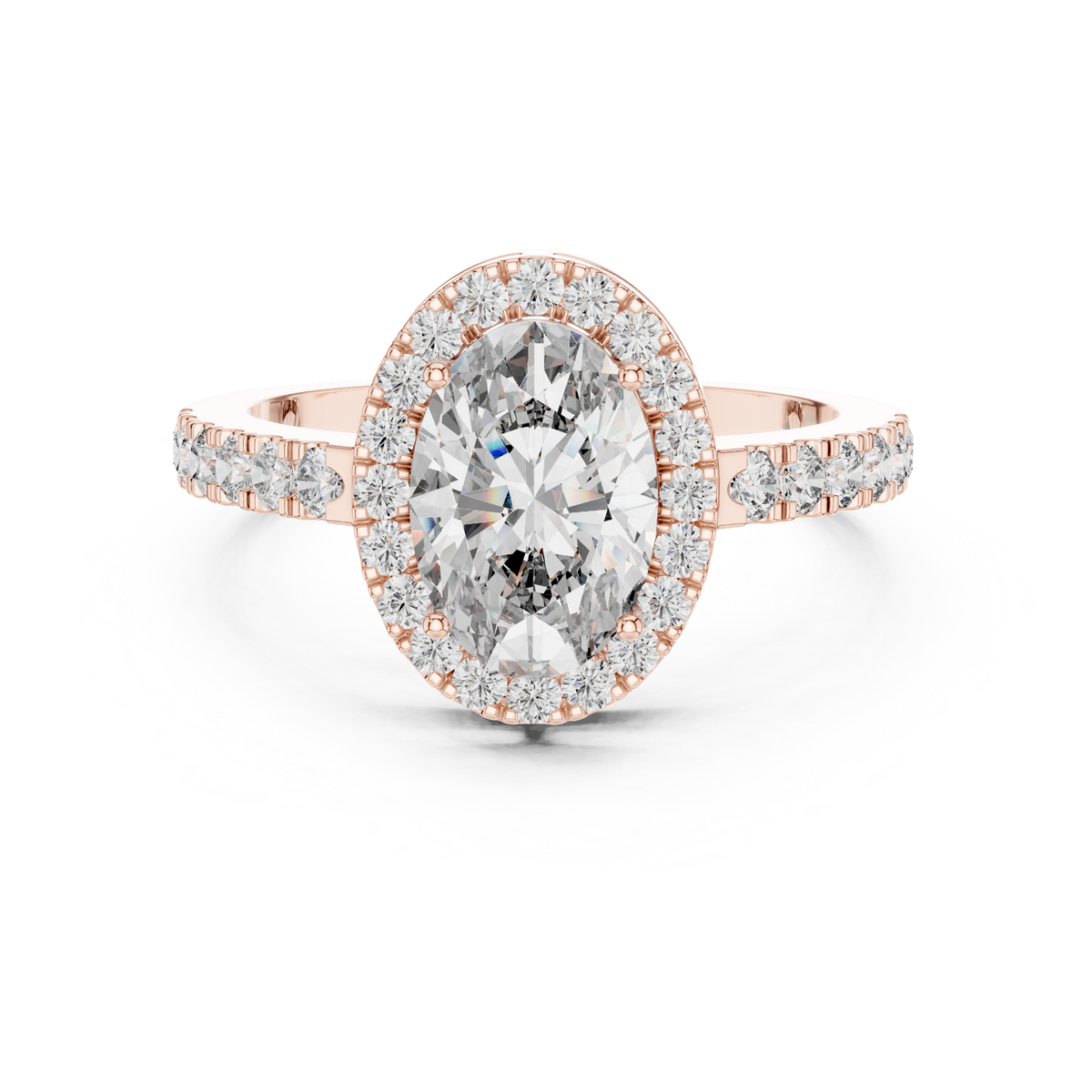 Ring met ronde diamant van 1 ct en gelaagde kralenringscheen in roségoud — aanzicht 8