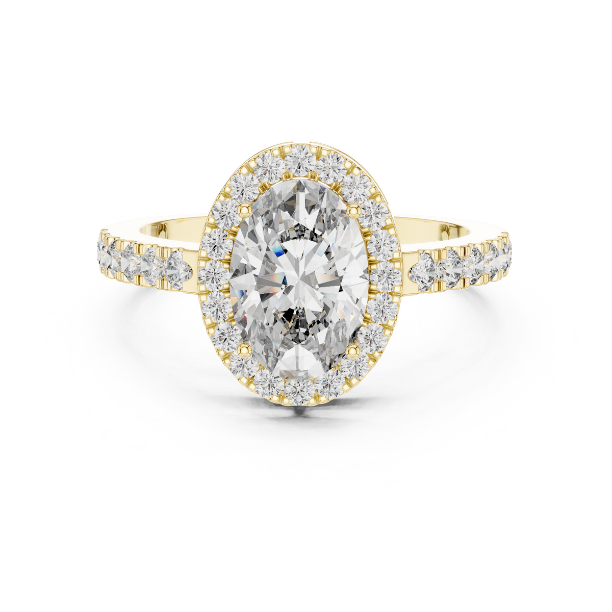 1ct Round Diamond Tiered Beaded Shank Ring in yellow gold, view 12