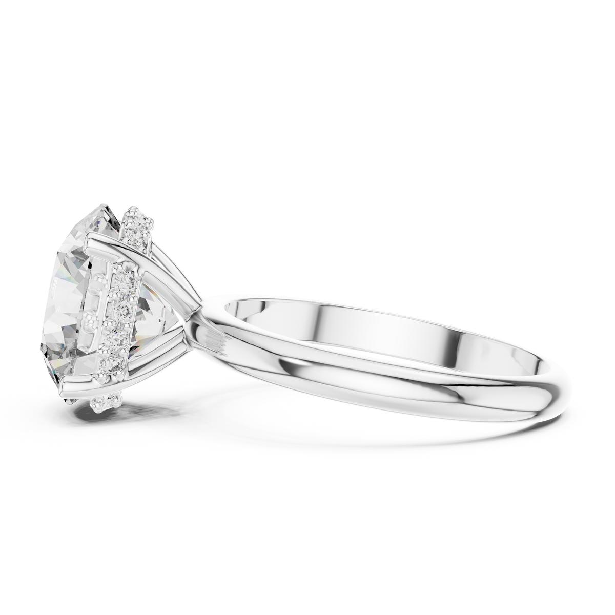 3.5ct Round Diamond Hidden Halo Engagement Ring in white gold, view 9