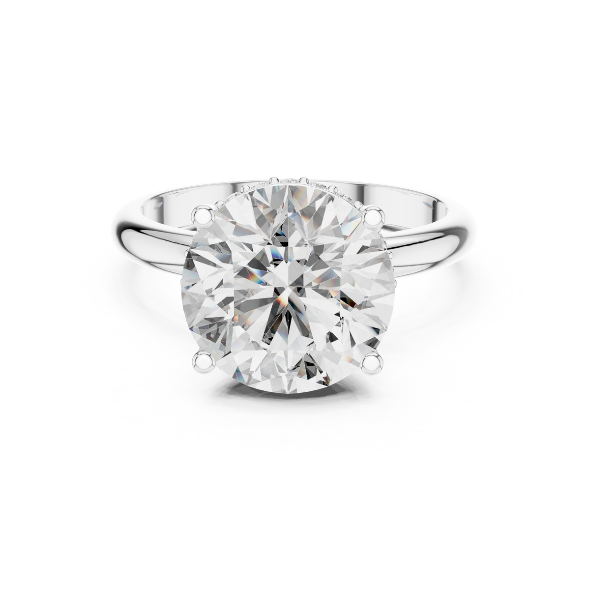 3.5ct Round Diamond Hidden Halo Engagement Ring in white gold, view 4