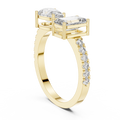 2ct Rectangular Diamond High-Set Engagement Ring in yellow gold, view 2