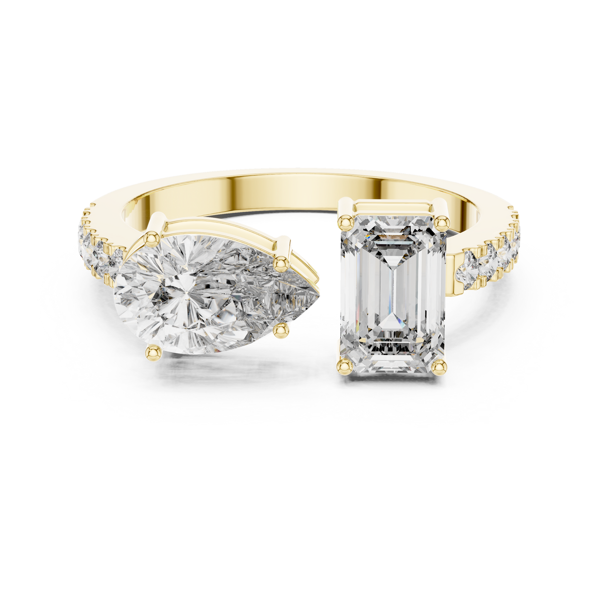 2ct Rectangular Diamond High-Set Engagement Ring in yellow gold, view 12