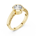 1ct Round Diamond Bezel Solitaire Ring in yellow gold, view 7
