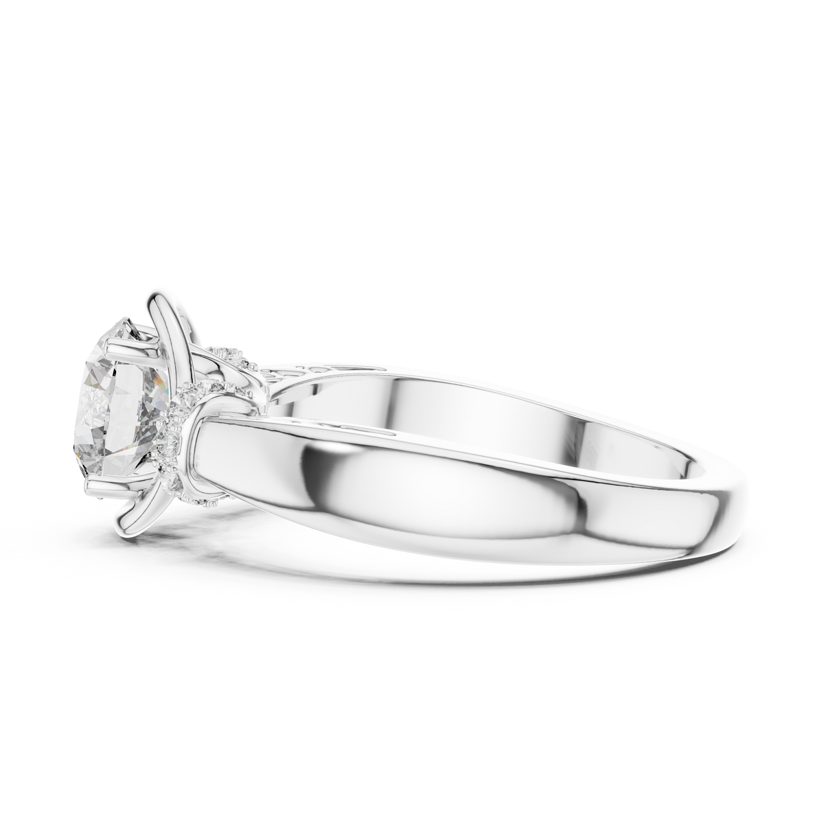 1ct Round Diamond Openwork-Basket Solitaire Ring in white gold, view 6