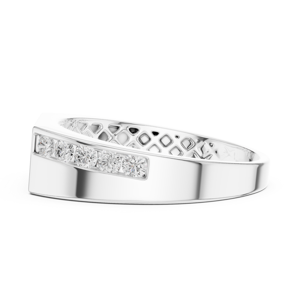 Men's Channel-Set Diamond Band in white gold, view 9