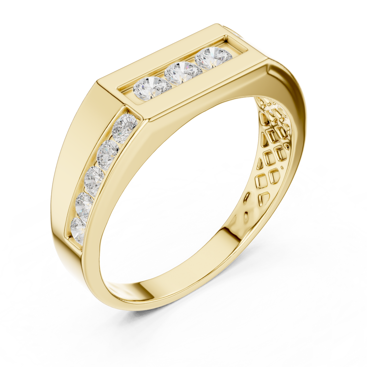 Men's Channel-Set Diamond Band in yellow gold, view 1