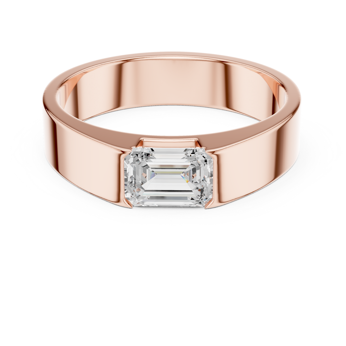 1ct Radiant-Cut Diamond Wide Band Ring in rose gold, view 5