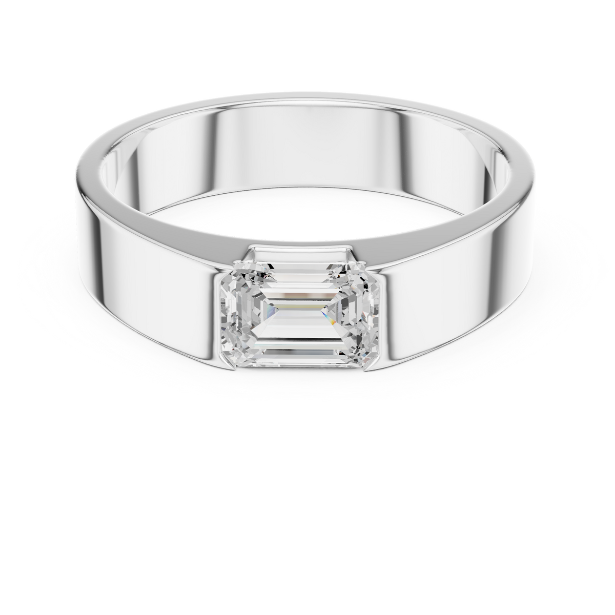 1ct Radiant-Cut Diamond Wide Band Ring in white gold, view 11