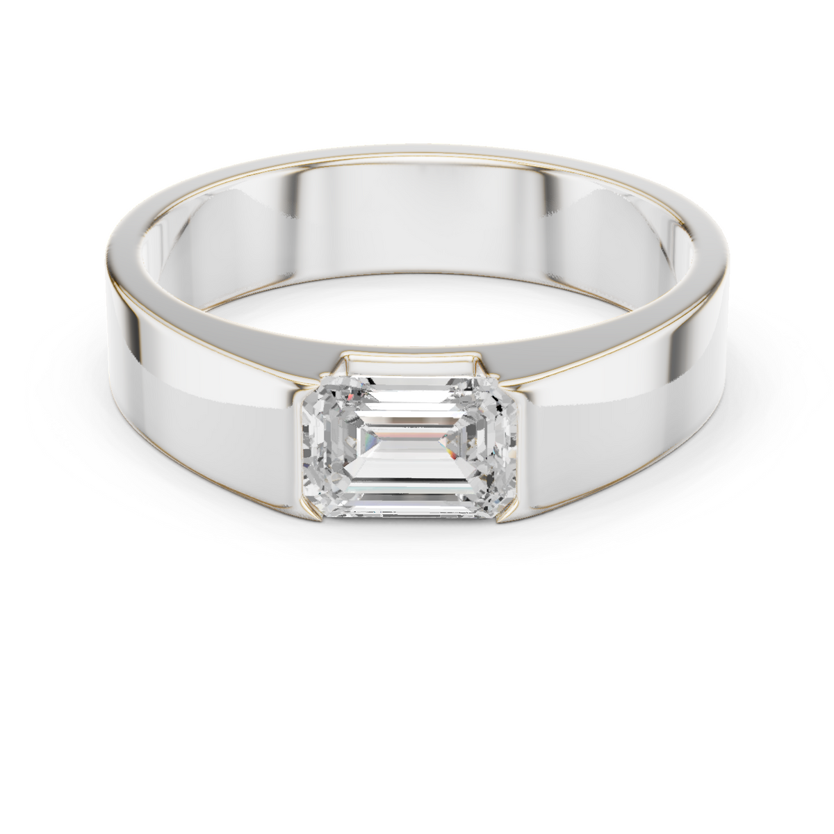 1ct Radiant-Cut Diamond Wide Band Ring in white gold, view 6