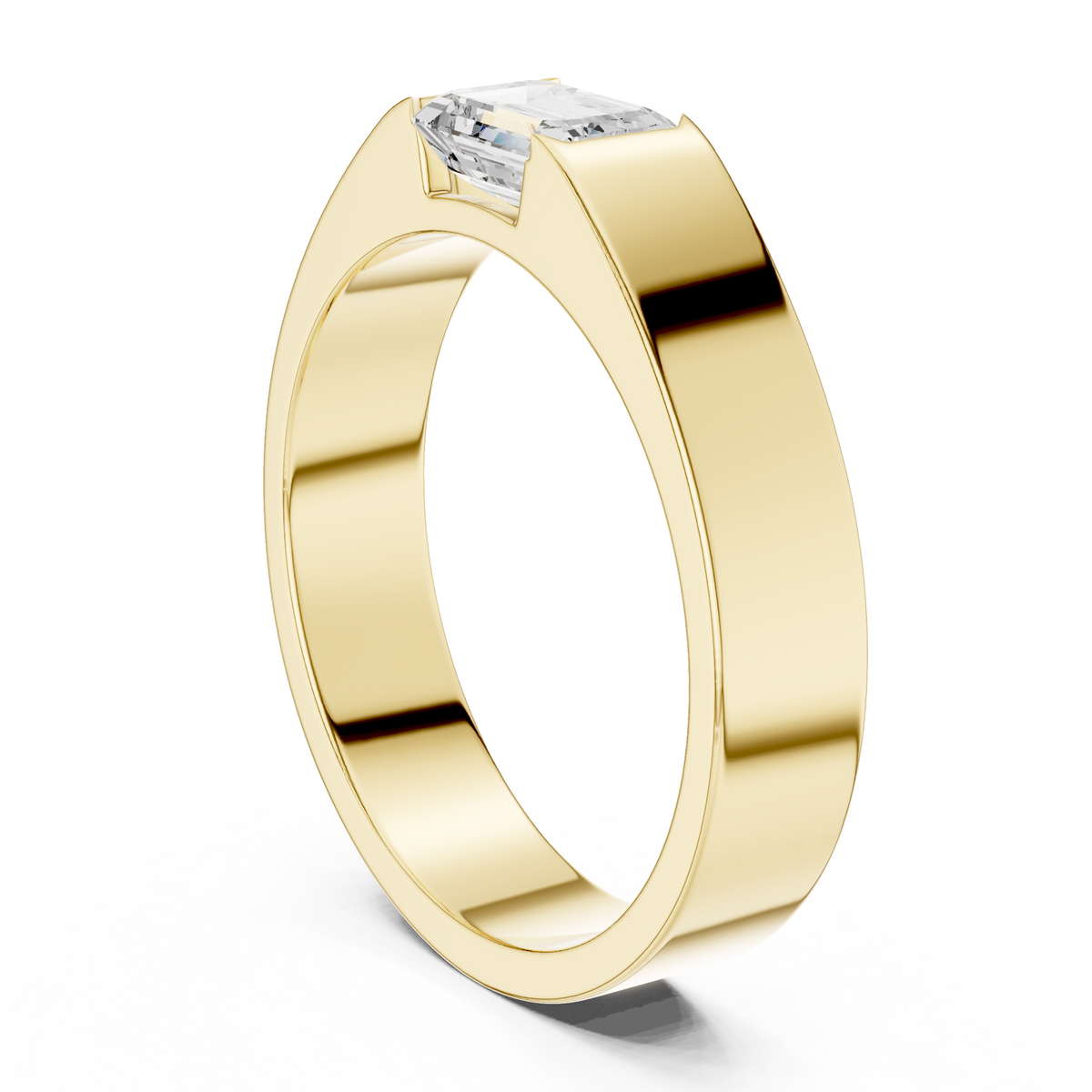 1ct Radiant-Cut Diamond Wide Band Ring in yellow gold, view 7