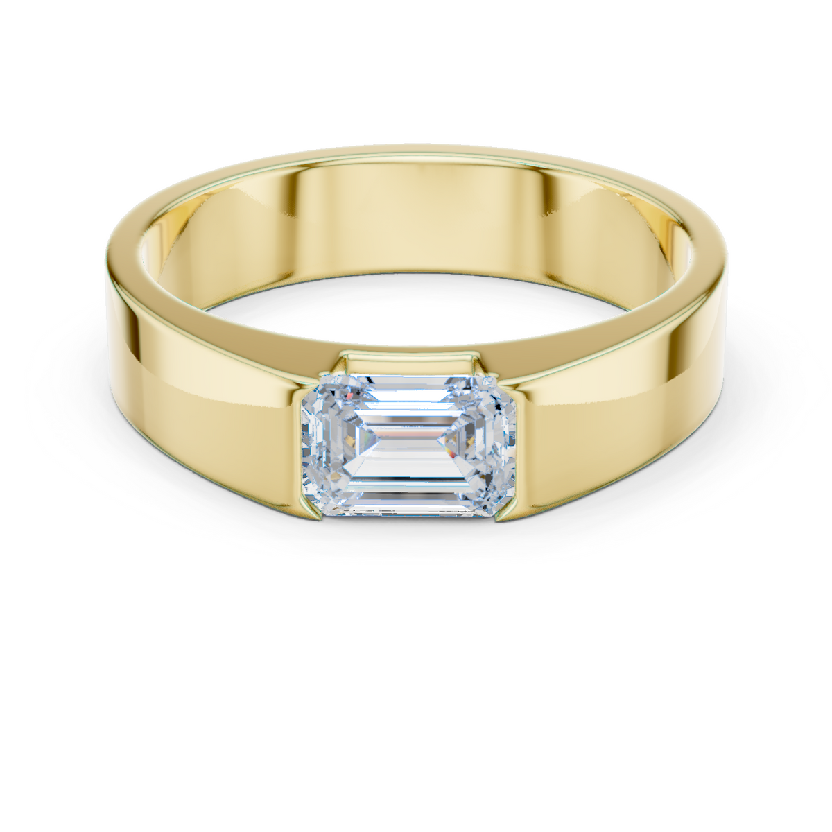 1ct Radiant-Cut Diamond Wide Band Ring in yellow gold, view 12