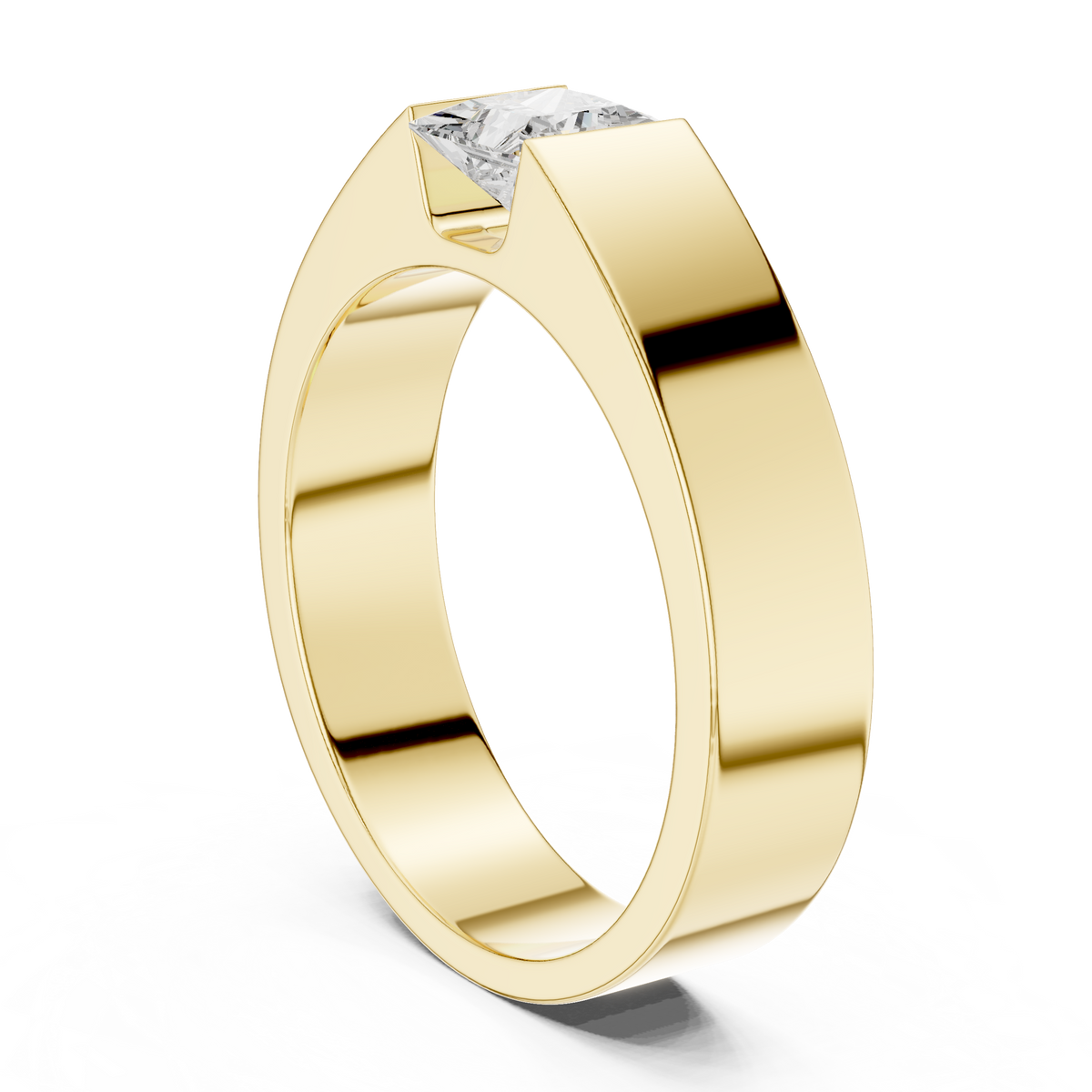 1ct Princess-Cut Diamond Wide-Band Ring in yellow gold, view 12