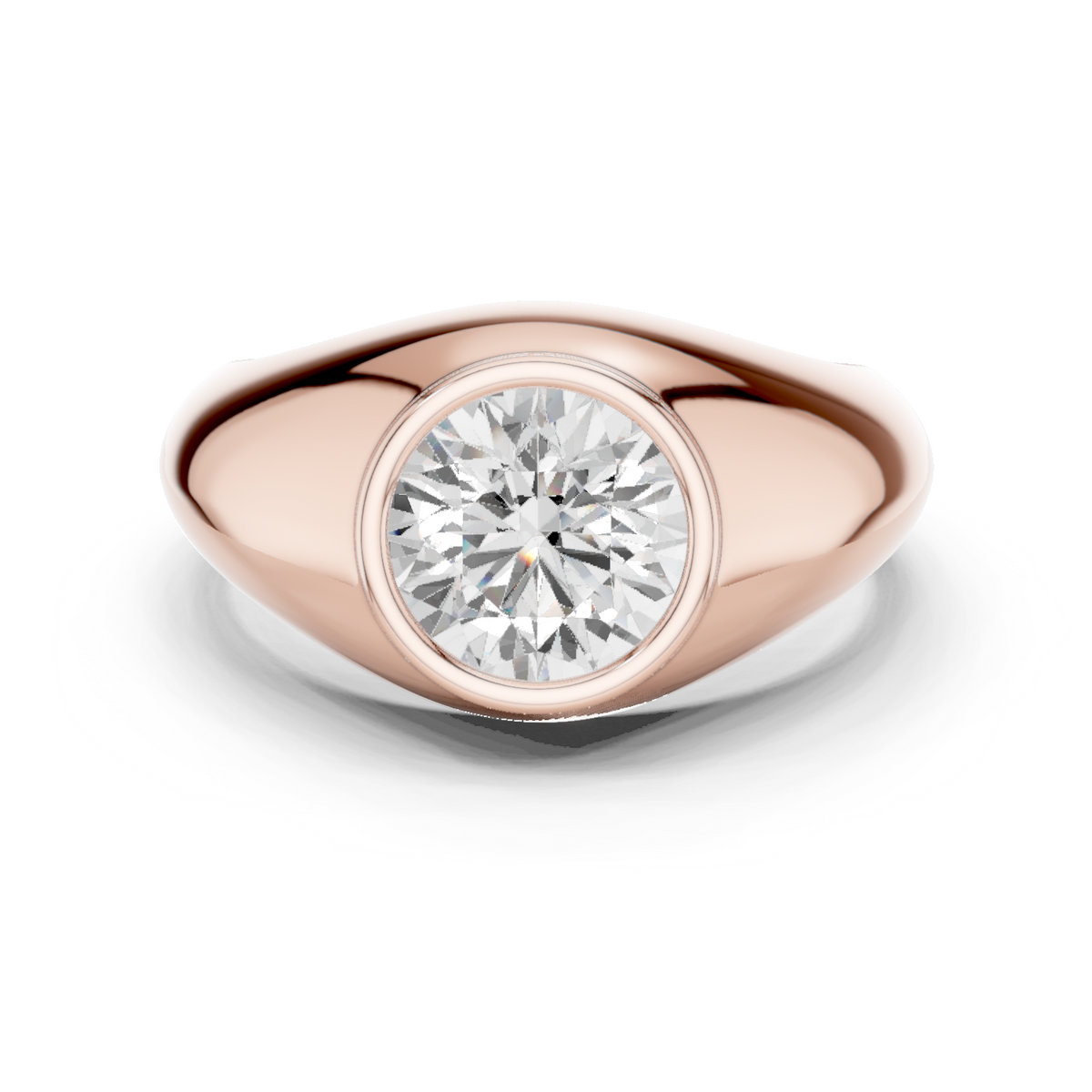 2ct Round Diamond Bezel-Set Wide Band Ring in rose gold, view 7