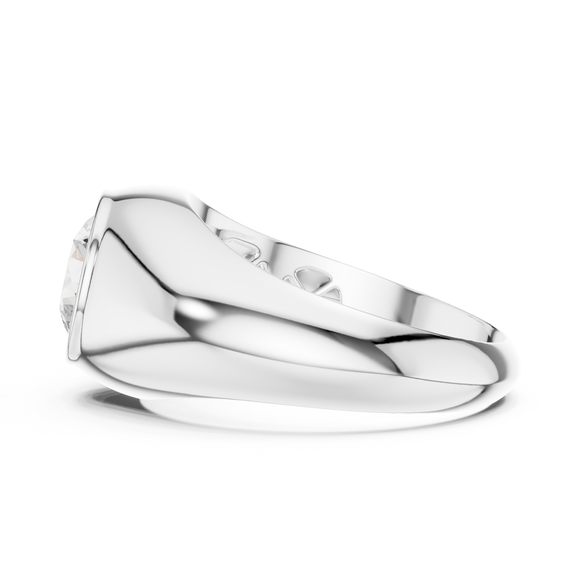 2ct Round Diamond Bezel-Set Wide Band Ring in white gold, view 9