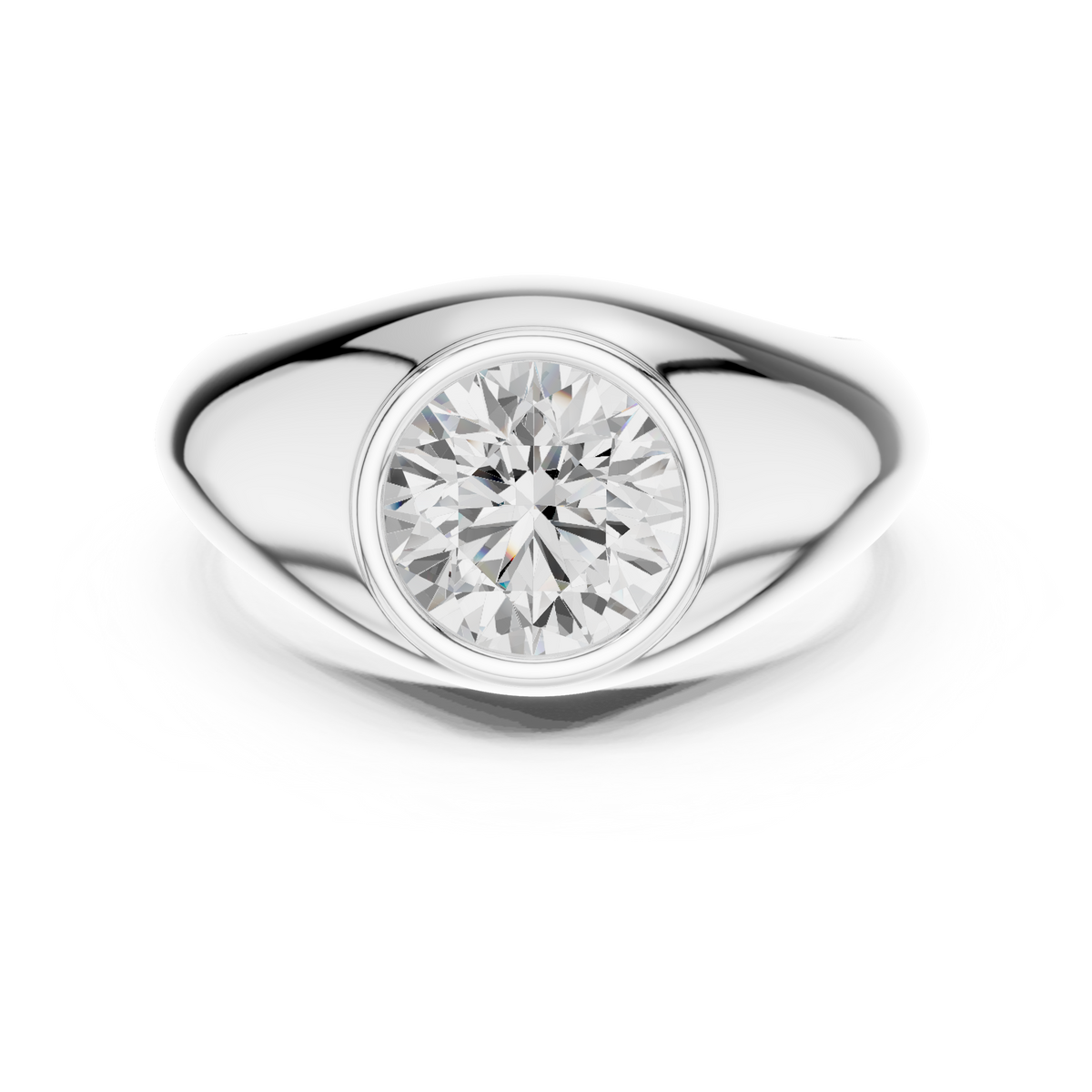 2ct Round Diamond Bezel-Set Wide Band Ring in white gold, view 11