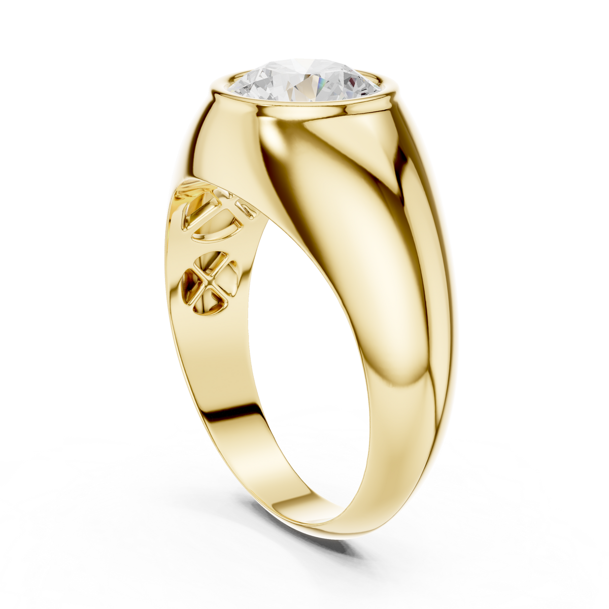 2ct Round Diamond Bezel-Set Wide Band Ring in yellow gold, view 13