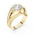 2ct Round Diamond Bezel-Set Wide Band Ring in yellow gold, view 1