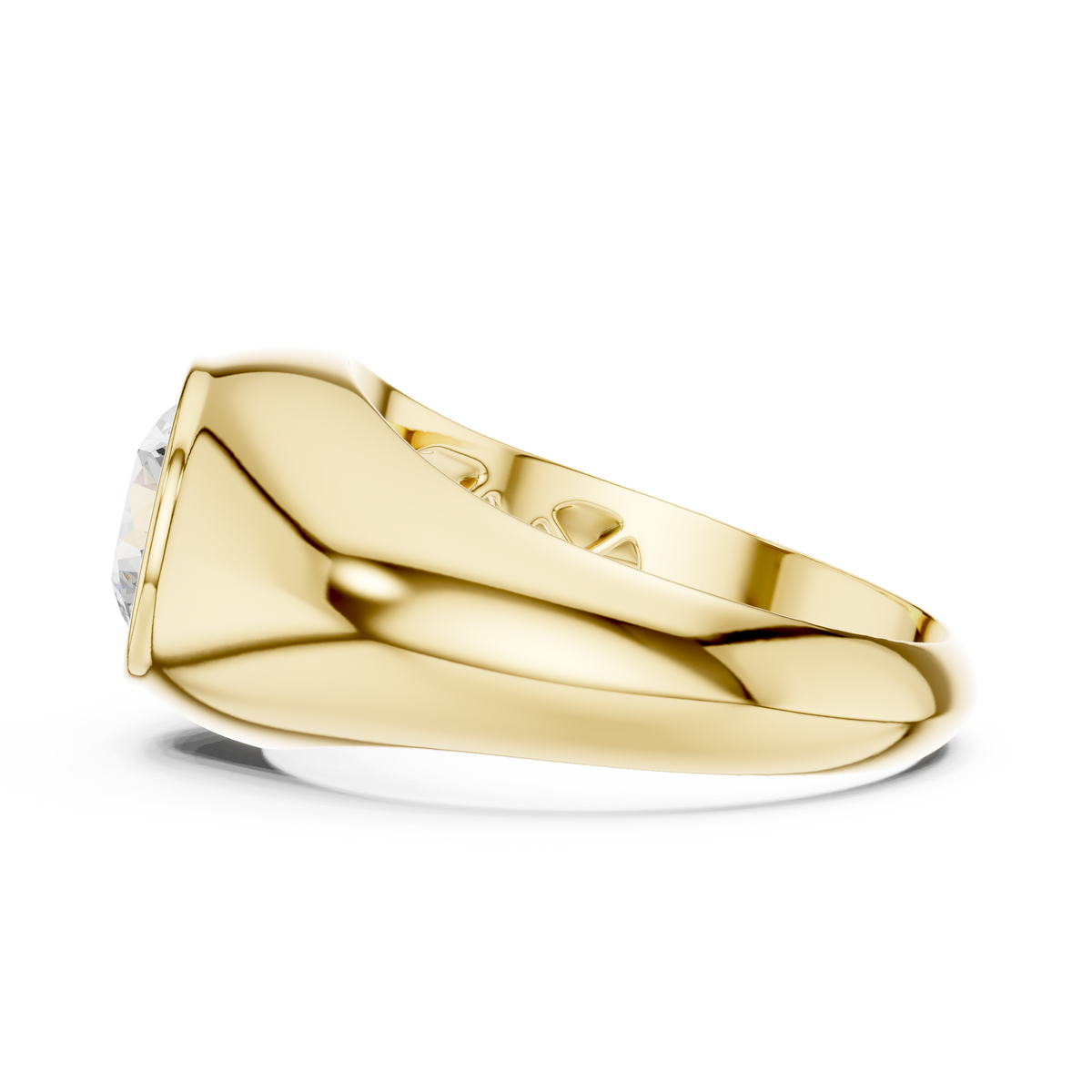 2ct Round Diamond Bezel-Set Wide Band Ring in yellow gold, view 14