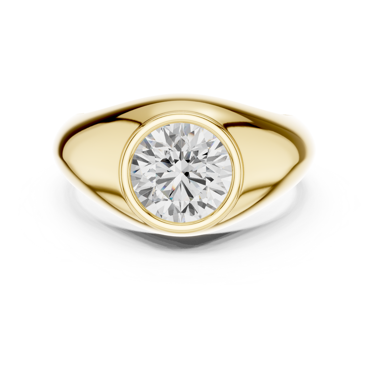 2ct Round Diamond Bezel-Set Wide Band Ring in yellow gold, view 15