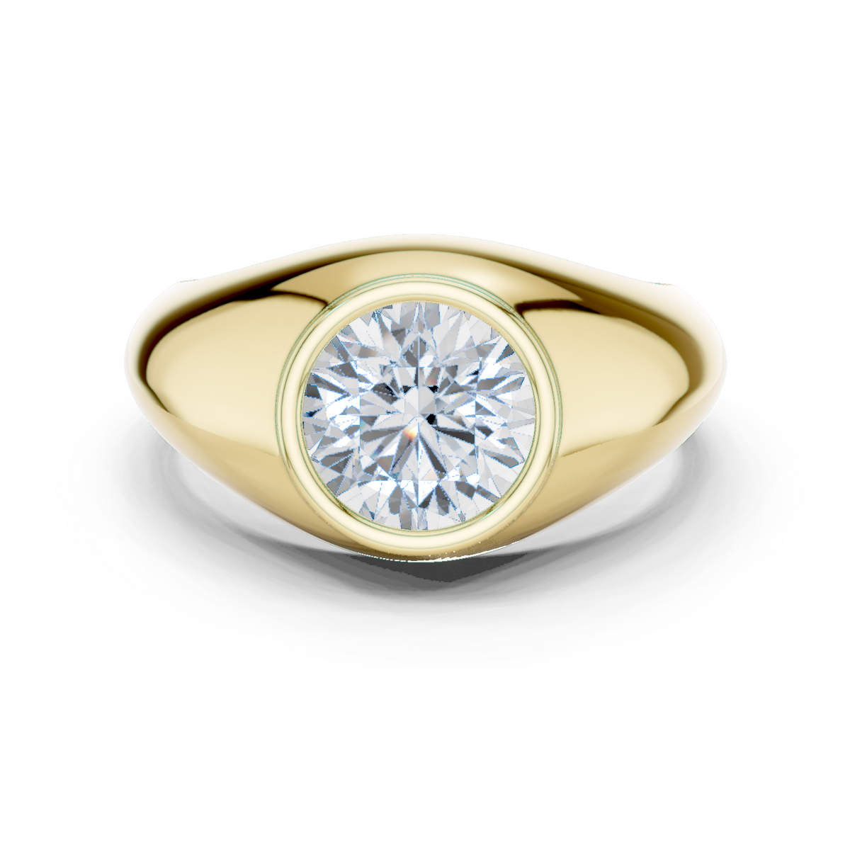 2ct Round Diamond Bezel-Set Wide Band Ring in yellow gold, view 12