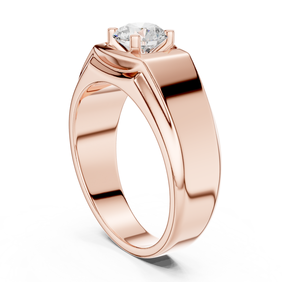 0.50ct Angular Men's Diamond Solitaire Ring in rose gold, view 4