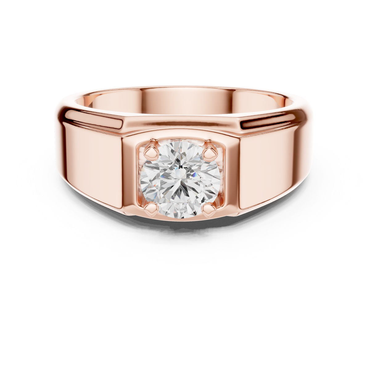 0.50ct Angular Men's Diamond Solitaire Ring in rose gold, view 6