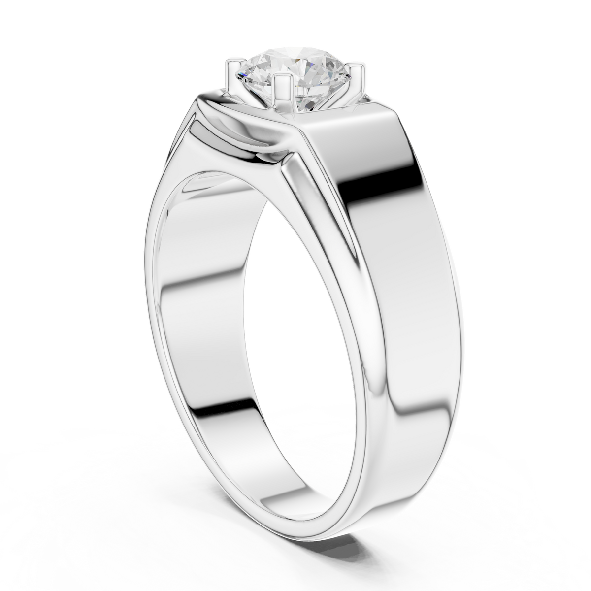 0.50ct Angular Men's Diamond Solitaire Ring in white gold, view 8