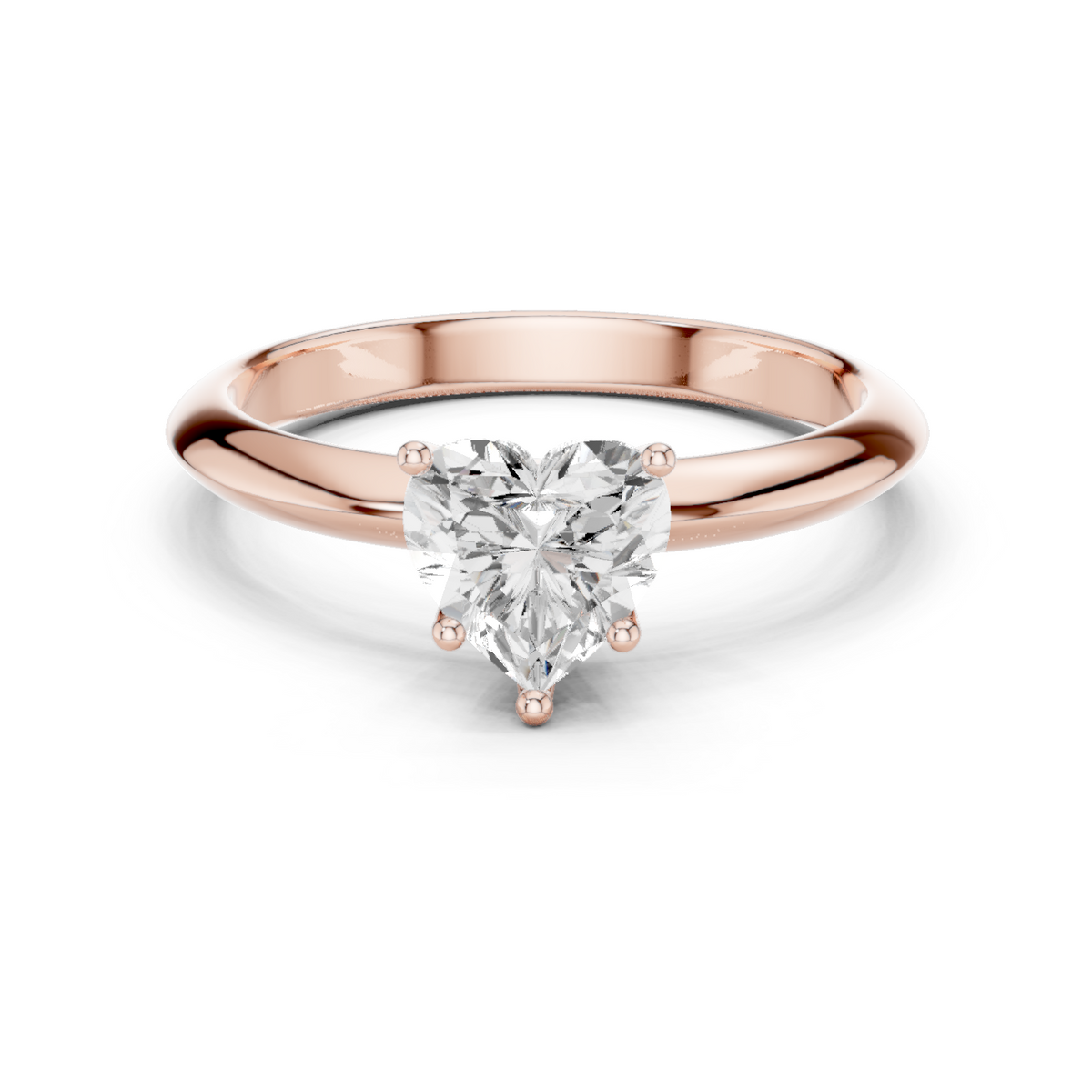 Heart-Cut Diamond Slim-Band Solitaire Ring in rose gold, view 4