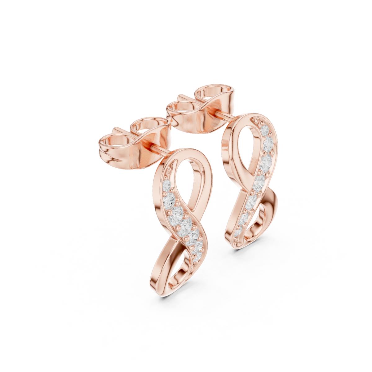 Infinity Diamond Stud Earrings in rose gold, view 4