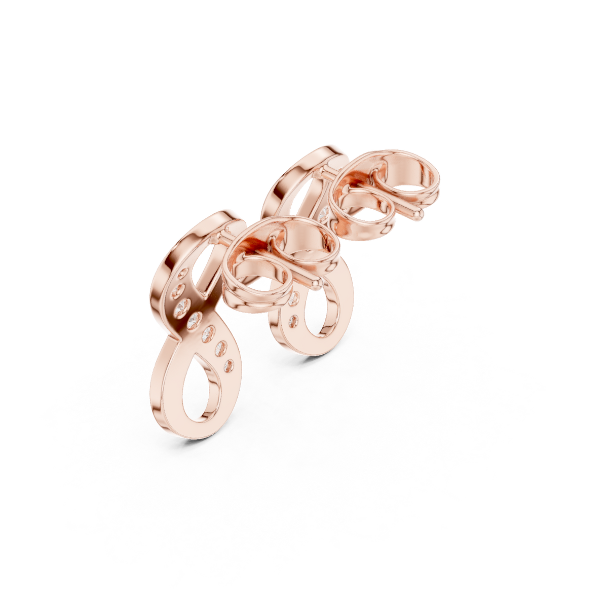 Infinity Diamond Stud Earrings in rose gold, view 5