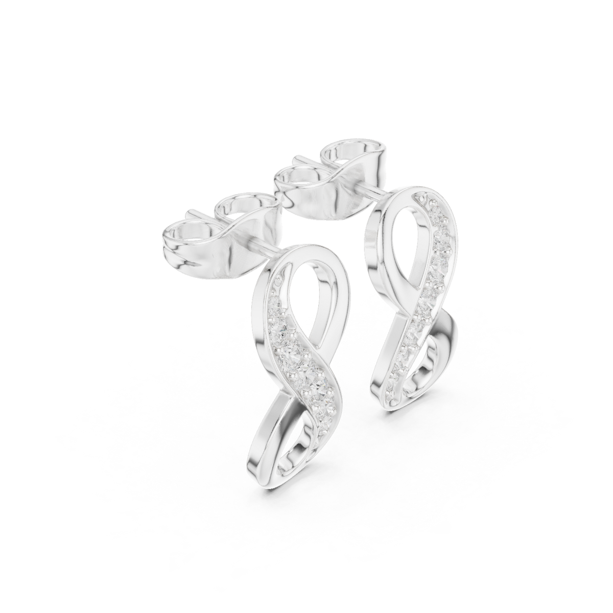 Infinity Diamond Stud Earrings in white gold, view 7
