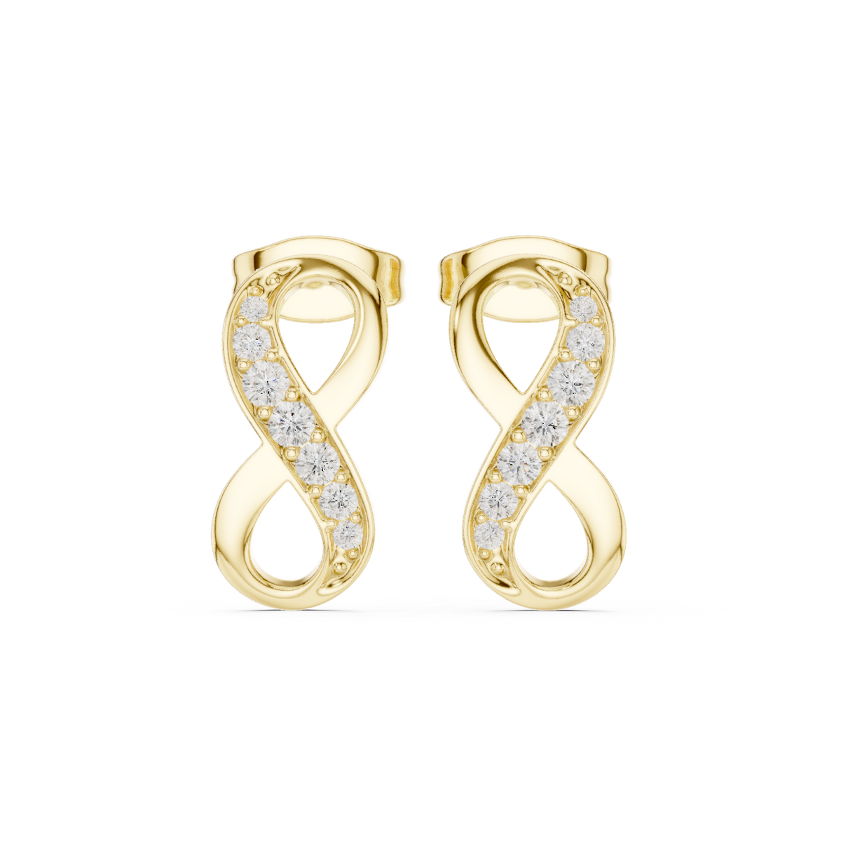 Infinity Diamond Stud Earrings in yellow gold, view 1