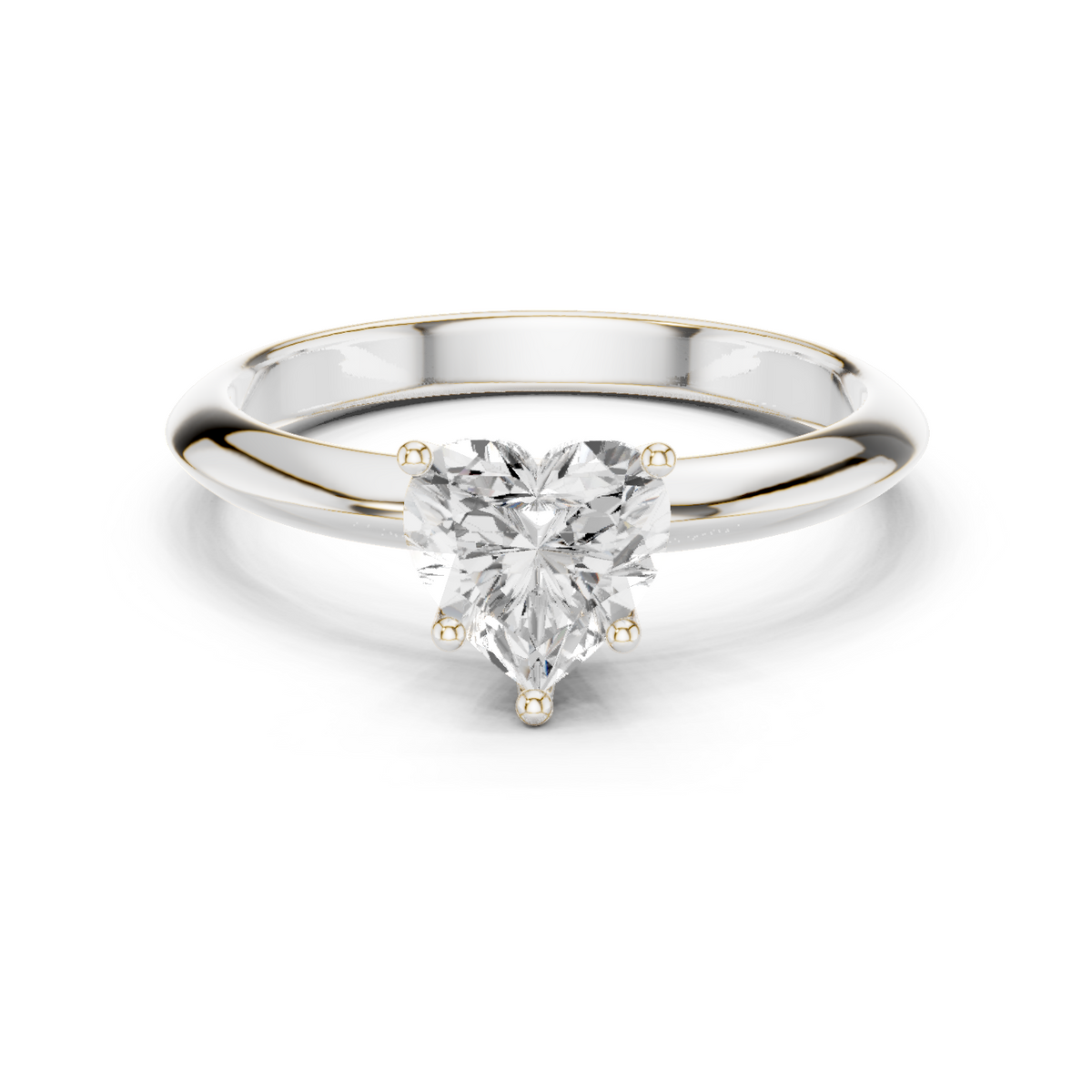 Heart-Cut Diamond Slim-Band Solitaire Ring in white gold, view 5
