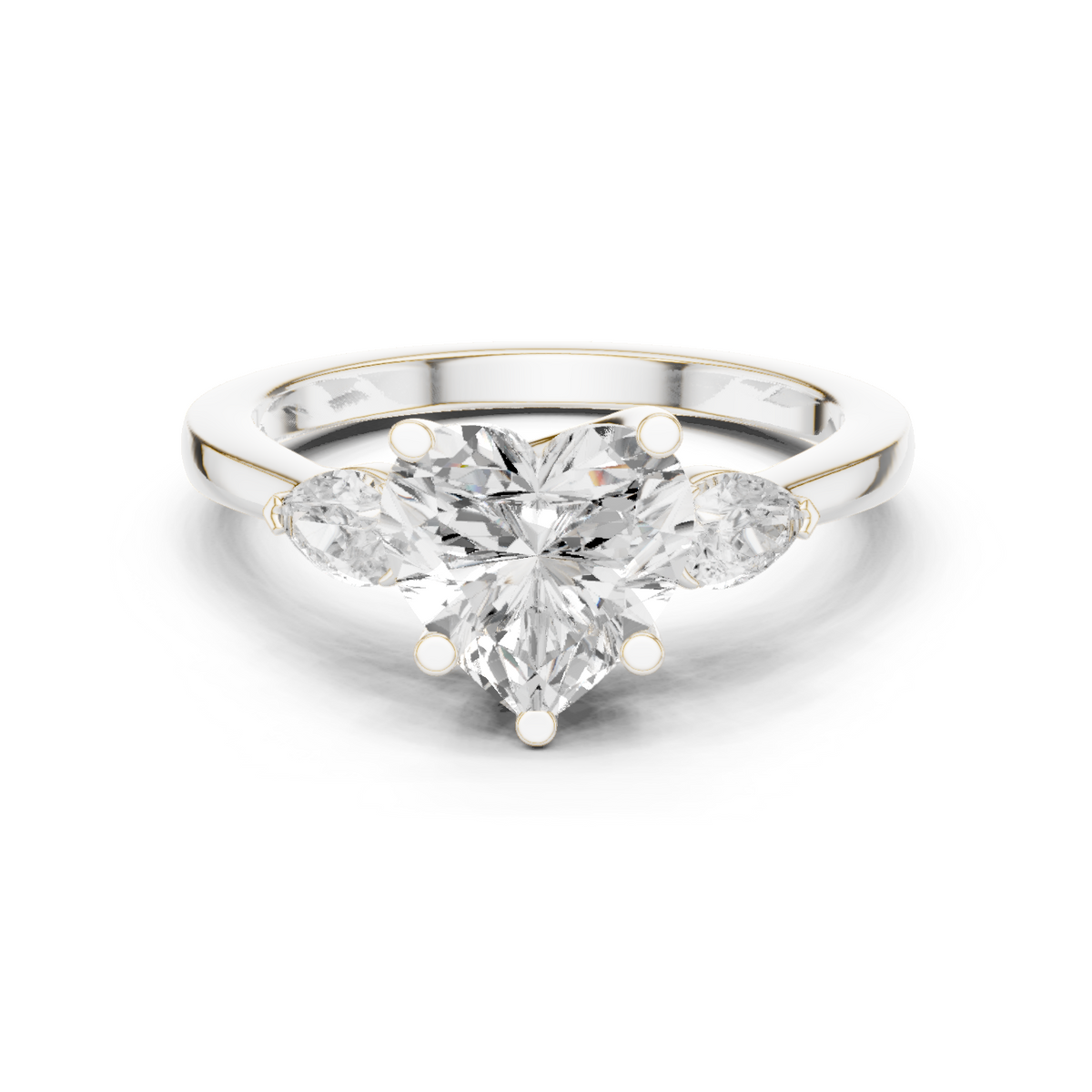 Ring met drie ronde diamanten in witgoud — aanzicht 5