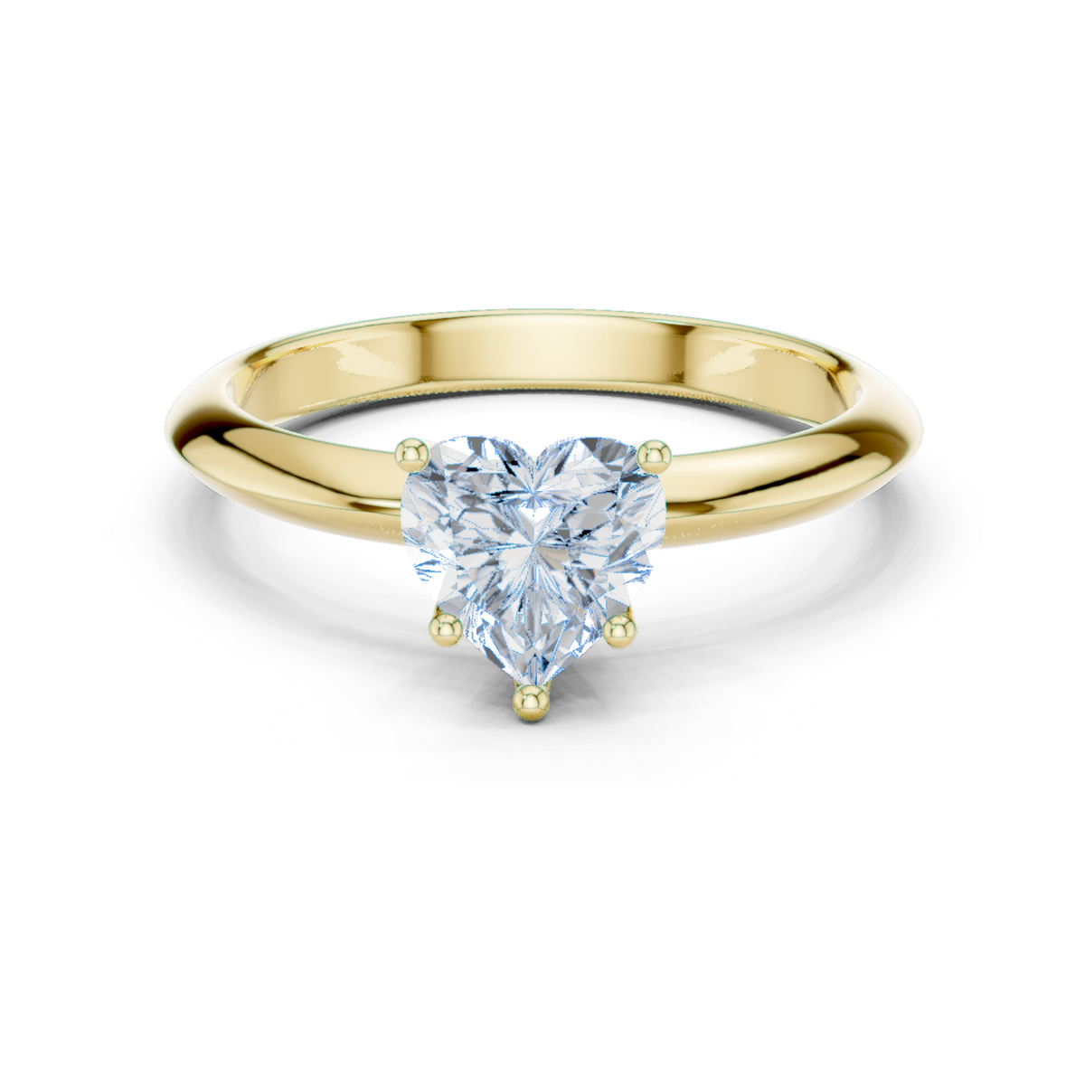 Heart-Cut Diamond Slim-Band Solitaire Ring in yellow gold, view 6