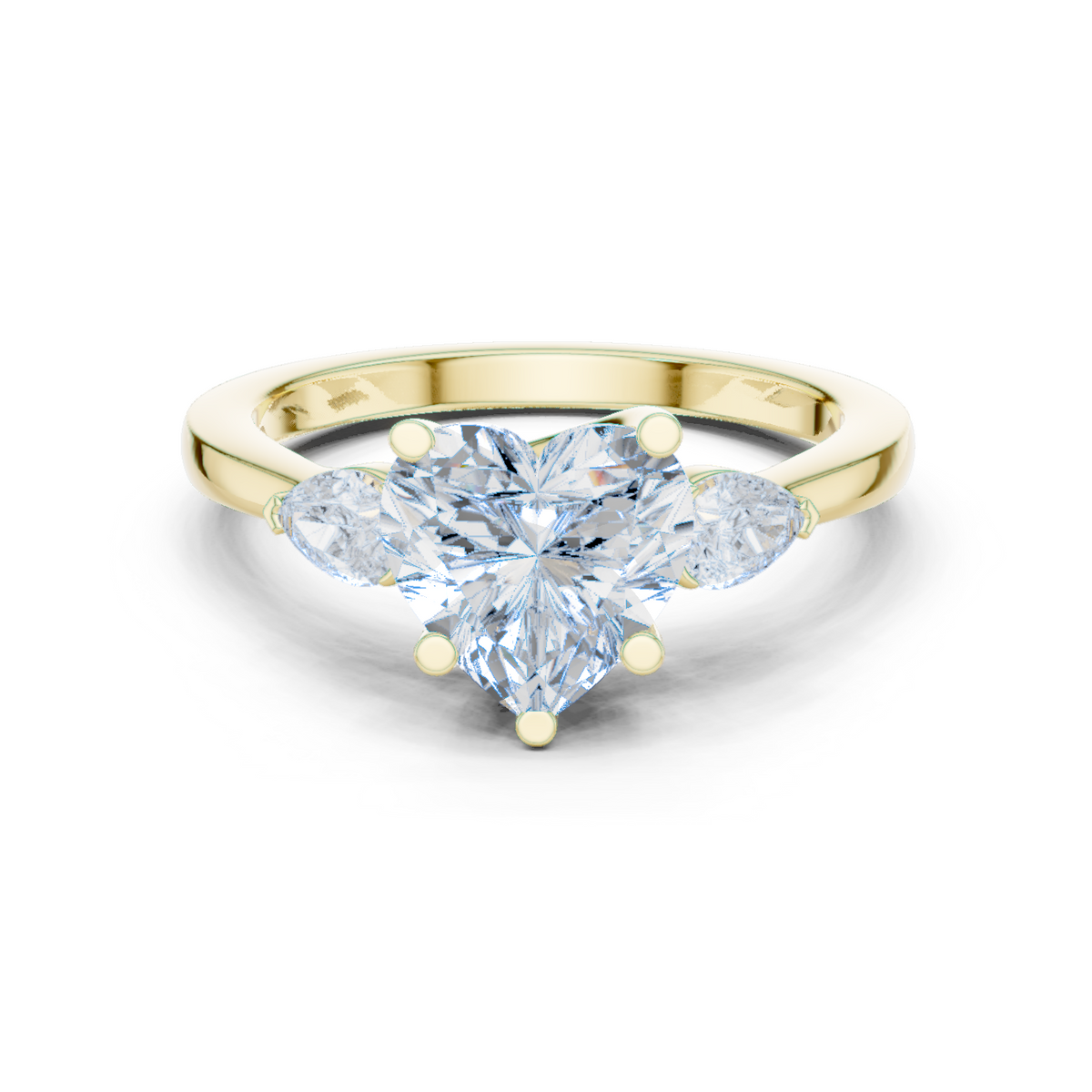Ring met drie ronde diamanten in geelgoud — aanzicht 6