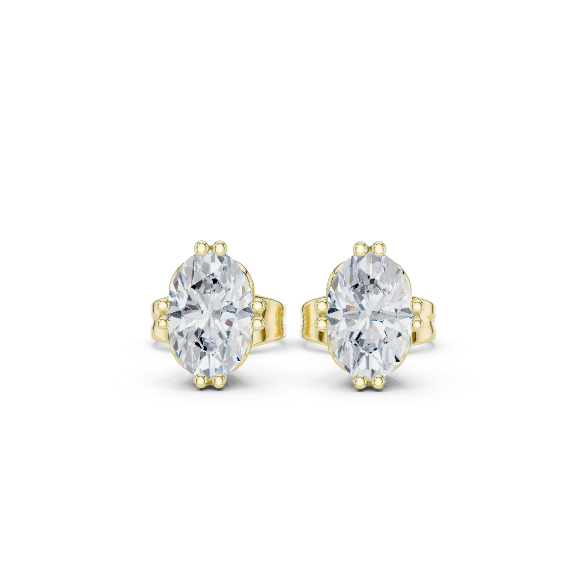 Oval Diamond Solitaire Stud Earrings in yellow gold, view 6