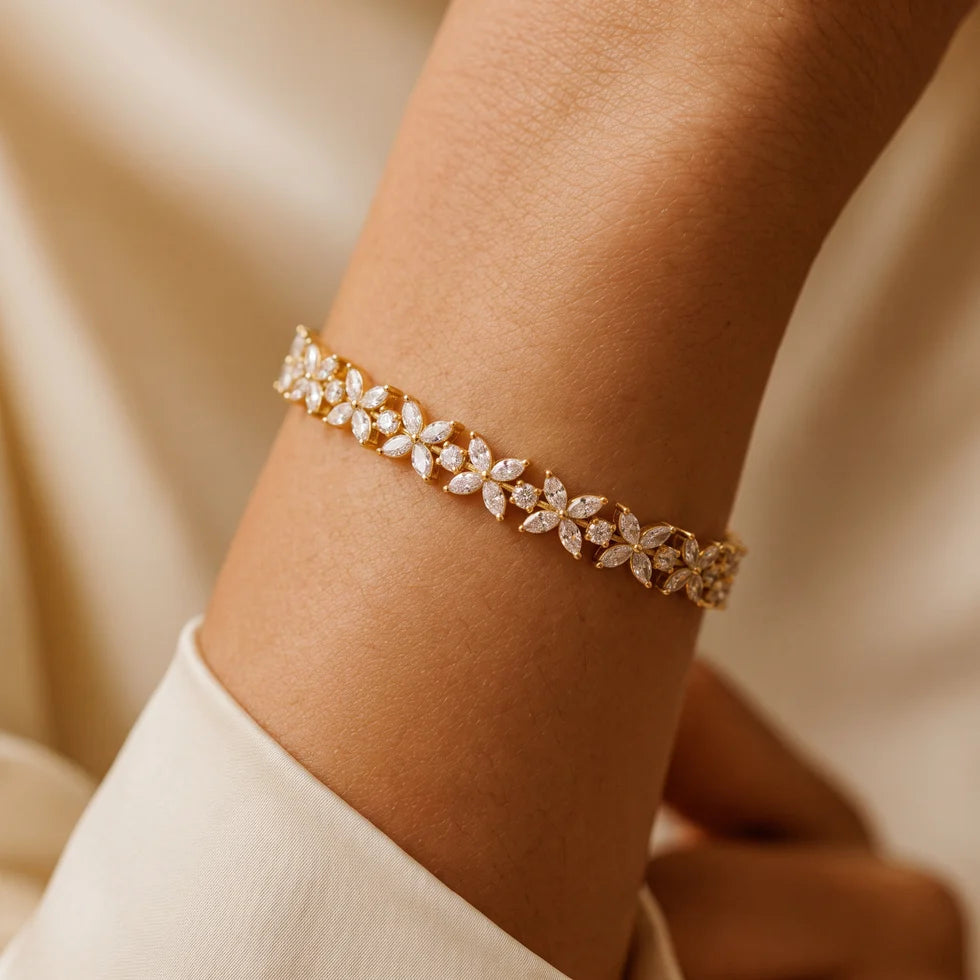 Marquise Floral Cluster Diamond Bracelet