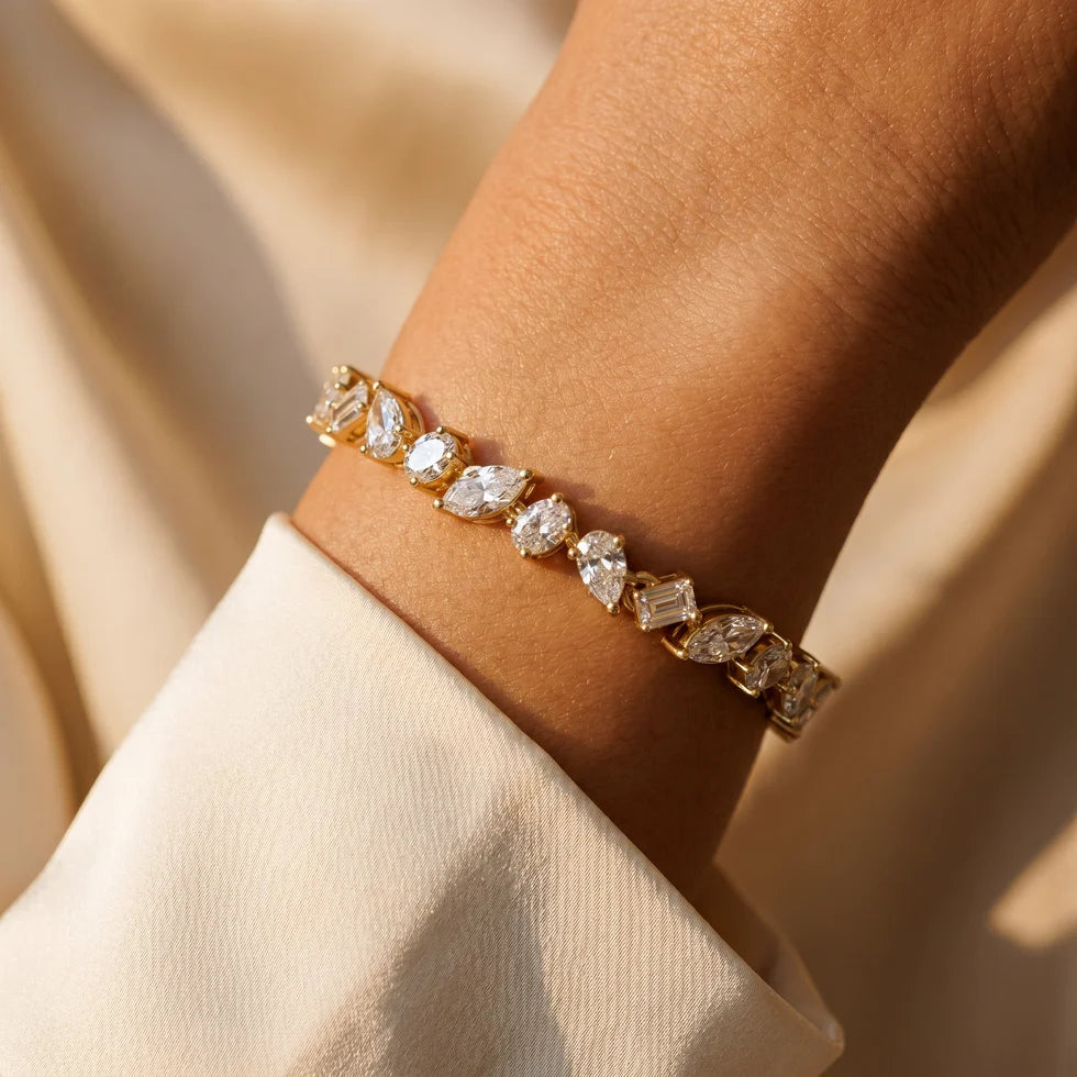Mixed-Shape Diamond Double Chain Bracelet